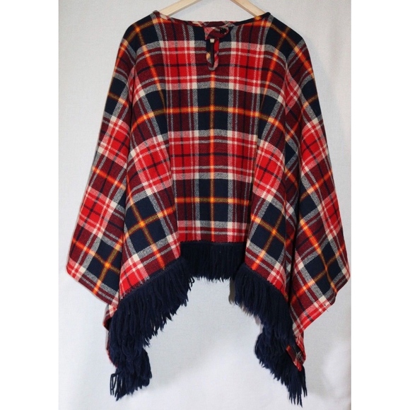 Bobbie Brooks Jackets & Blazers - Vintage Bobbie Brooks Red & Blue Plaid Poncho